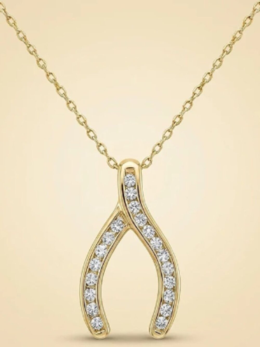 14K Yellow Gold Diamond Horseshoe Pendant Necklace